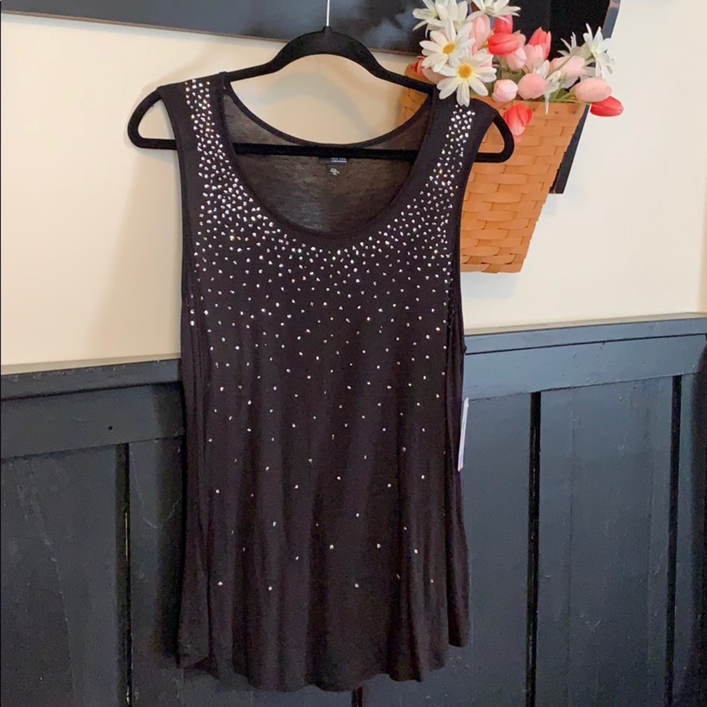 Ana PXL black slinky tank e silver sparkles NWT